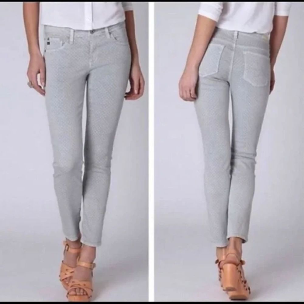 AG ADRIANO GOLDSCHMIED Gray White Polka Dot Stevie Slim Straight Ankle Jeans 26